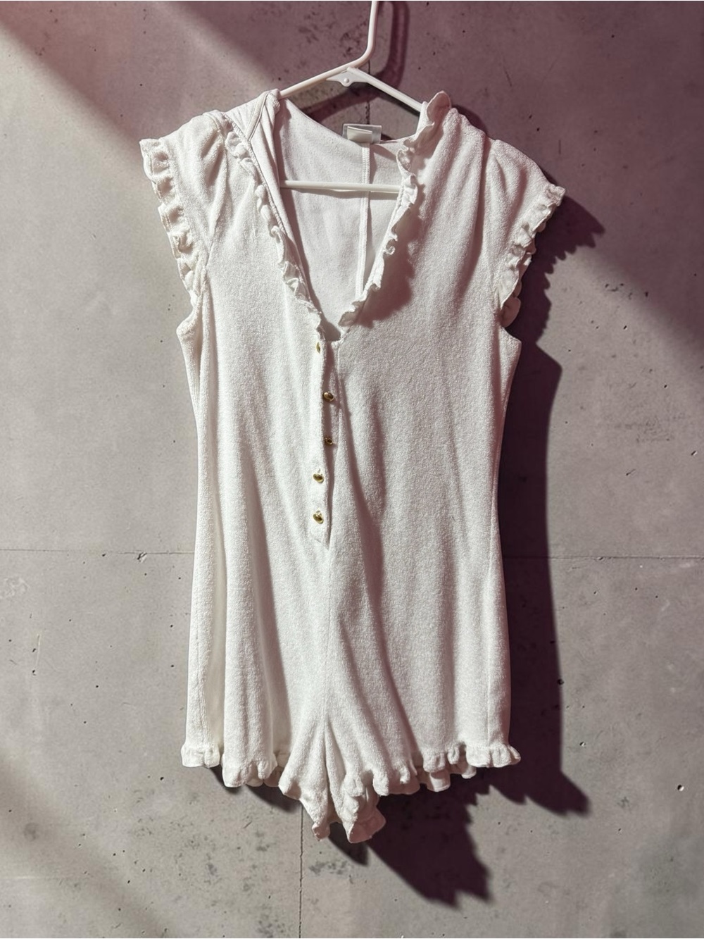 Beach Bunny White Ruffle Terry Romper Coverup - Picture 2 of 5
